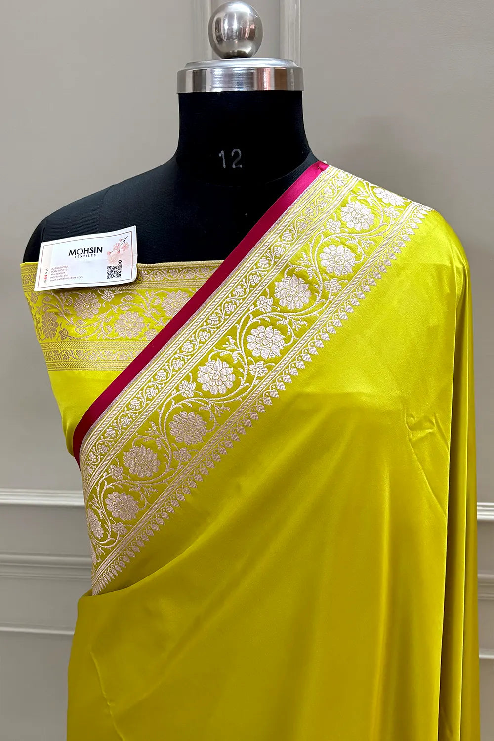 Pista Plain Zari Border Katan Silk Banarasi Saree
