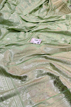 Pista Quantum Jaal Katan Silk Banarasi Saree