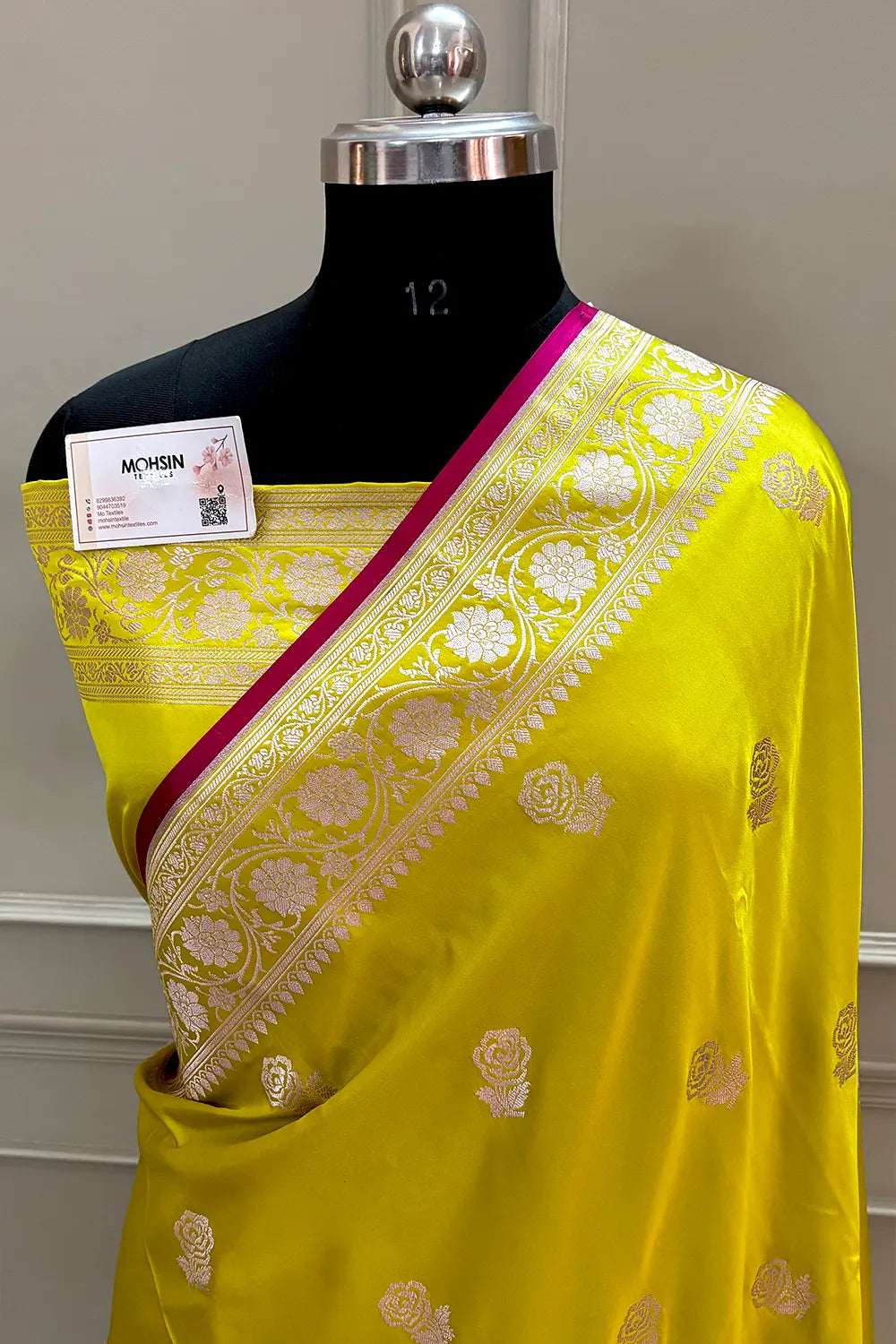 Pista Rose Buti Katan Silk Banarasi Saree