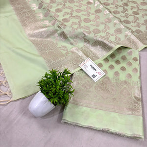 Pista Singhasan Buti Satin Silk Banarasi Suit