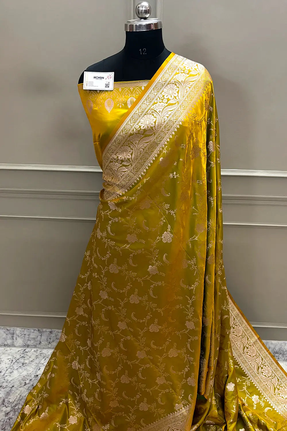 Bottle Green Suhani Jaal Katan Mashru Silk Banarasi Saree