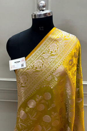 Bottle Green Suhani Jaal Katan Mashru Silk Banarasi Saree