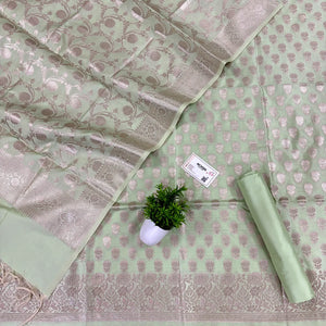 Pista Sunflower Satin Silk Banarasi Suit