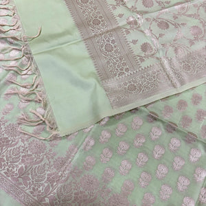 Pista Sunflower Satin Silk Banarasi Suit