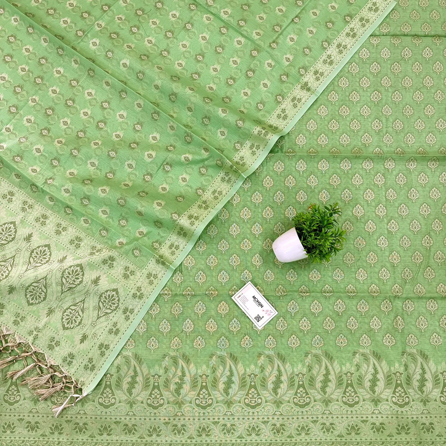 Pista Surahi Tree Cotton Silk Banarasi Suit
