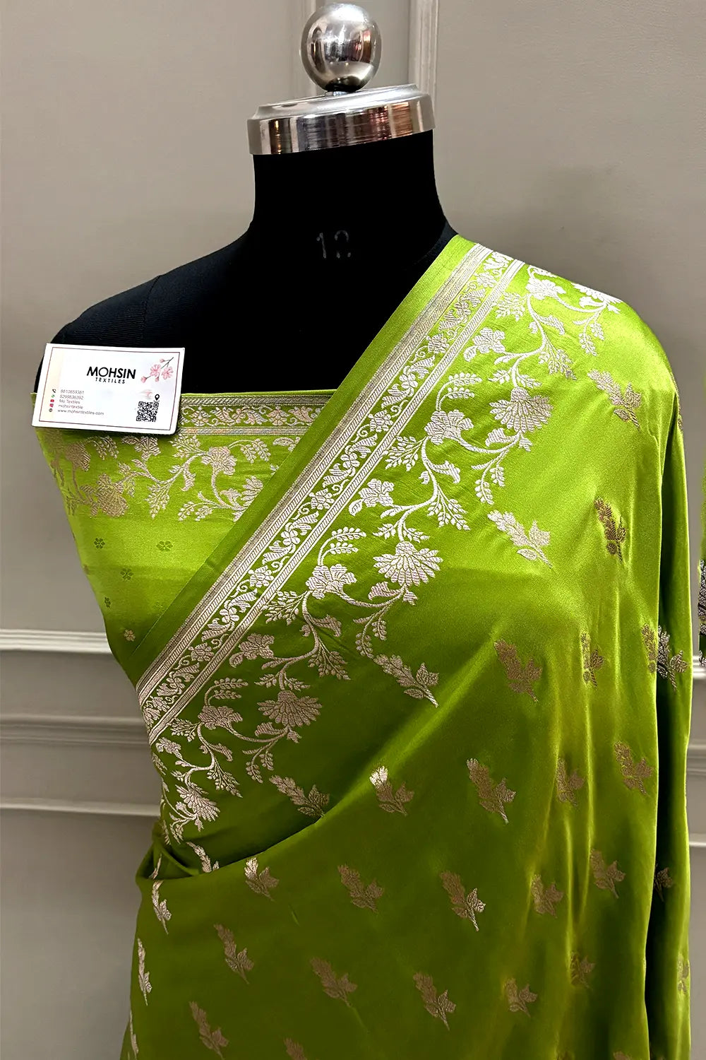 Pista Tejo Katan Silk Banarasi Saree