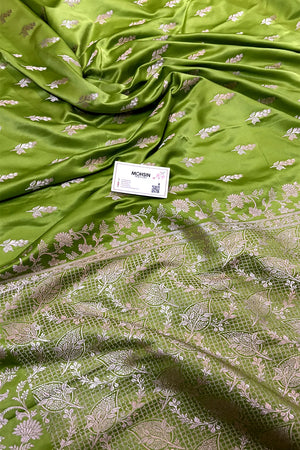 Pista Tejo Katan Silk Banarasi Saree