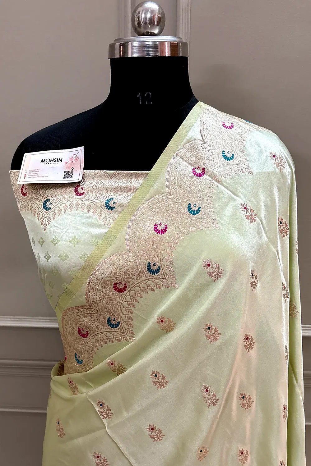 Pista Zari Katan Silk Banarasi Saree