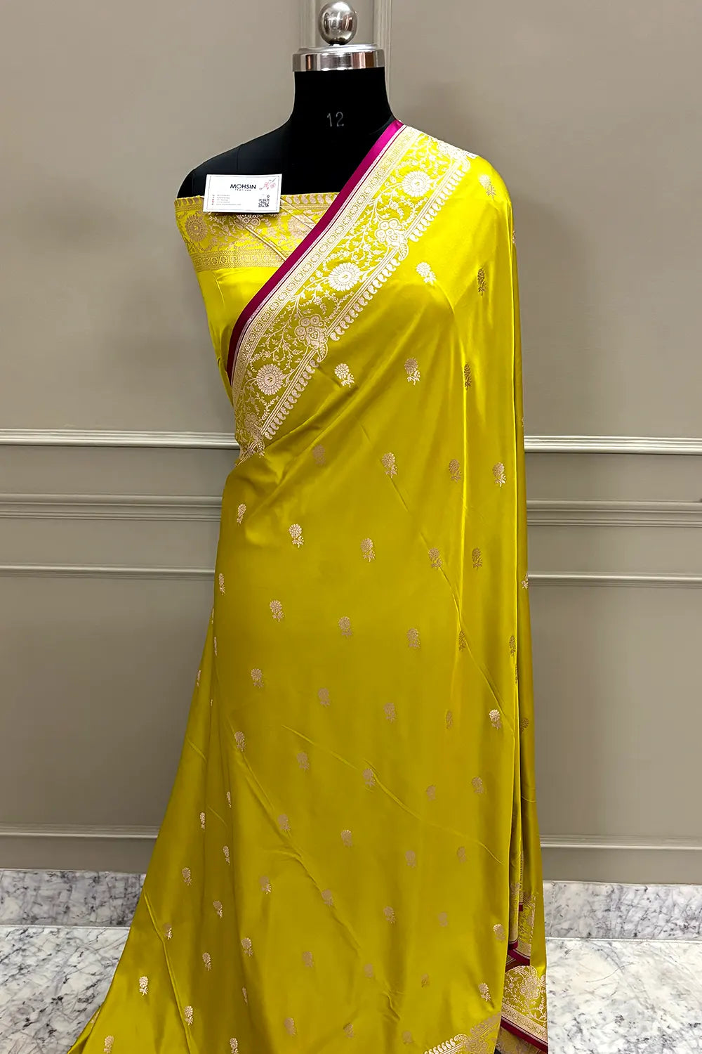 Pista Zari Katan Silk Banarasi Saree
