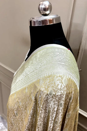 Pista Zari Katan Silk Banarasi Saree