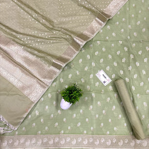 Pista Zari Katan Silk Banarasi Suit