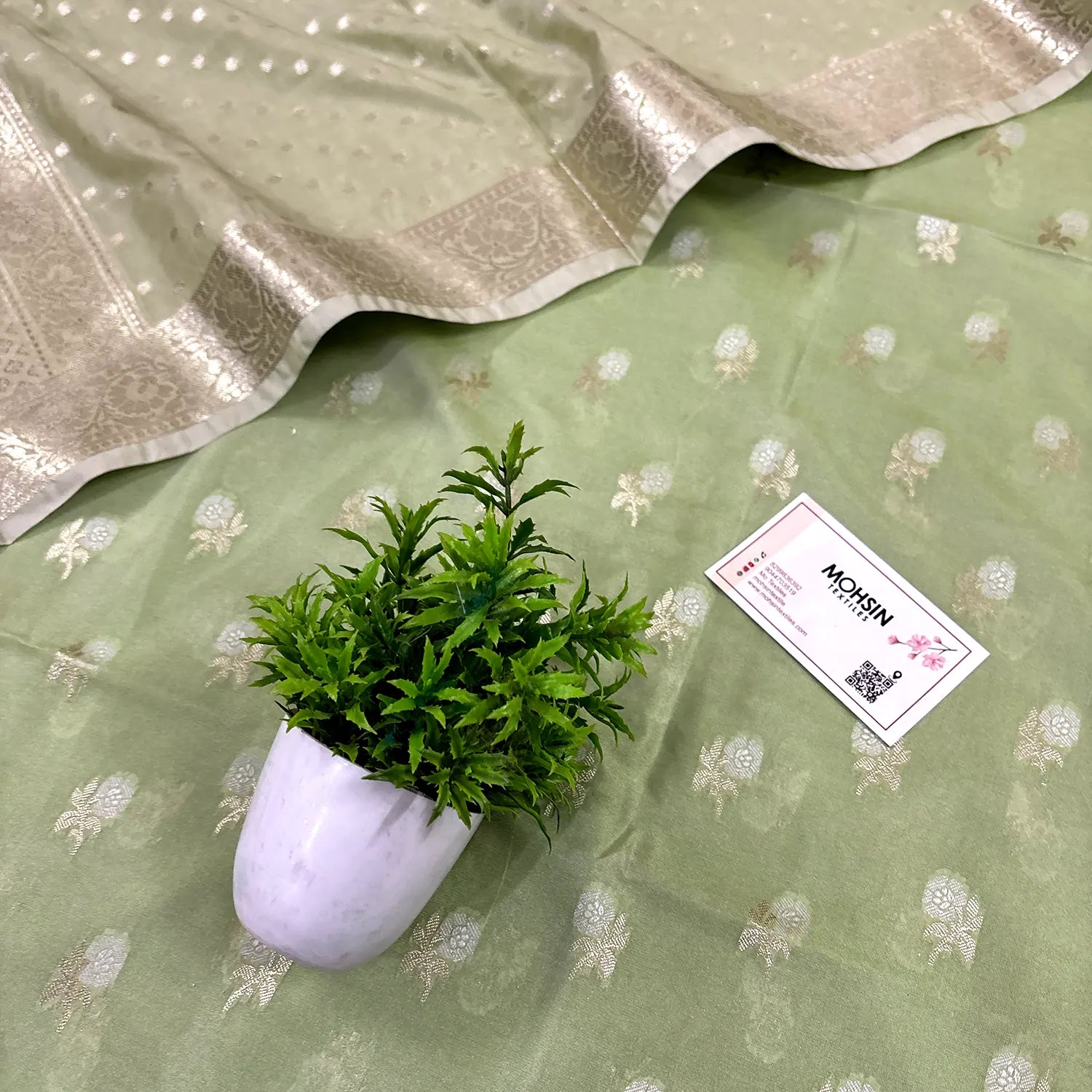 Pista Zari Katan Silk Banarasi Suit