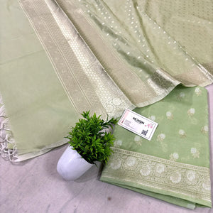 Pista Zari Katan Silk Banarasi Suit