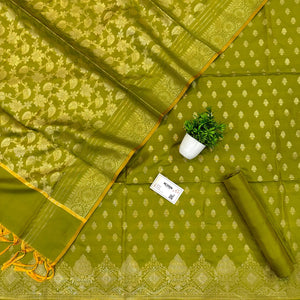 Pista Zari Satin Silk Banarasi Suit