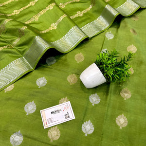 Pista Zari Satin Silk Banarasi Suit