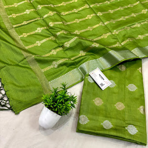 Pista Zari Satin Silk Banarasi Suit