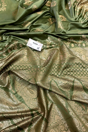 Pista Zari Semi Mashru Silk Banarasi Saree