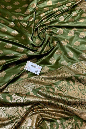 Pista Zari Semi Mashru Silk Banarasi Saree
