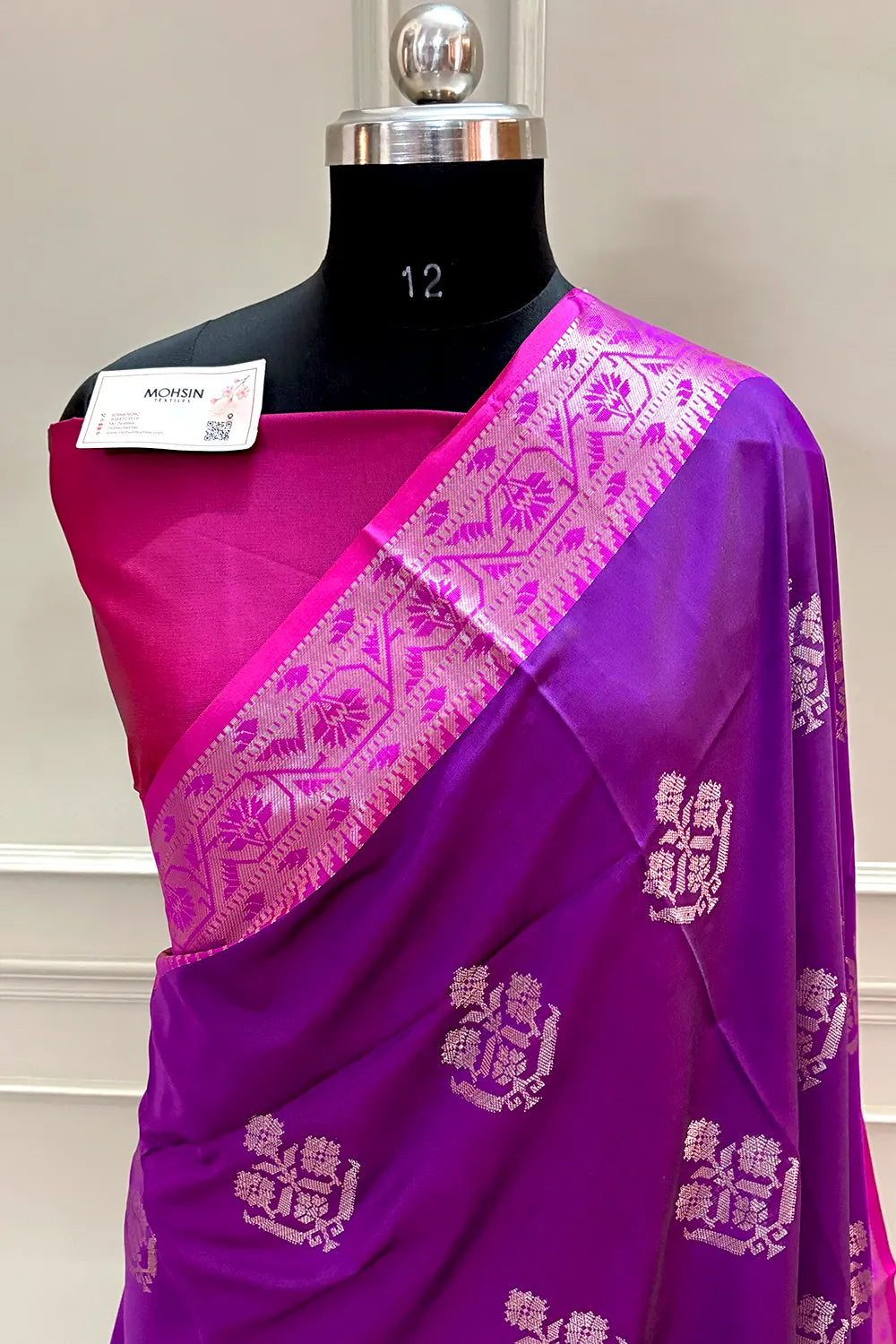 Purple and Pink Zari Banarasi Silk Saree
