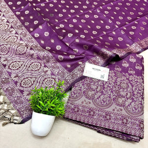 Purple Angoori Buti Cotton Silk Banarasi Suit