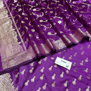 Purple Assi Ghat Aarti Semi Katan Silk Banarasi Suit