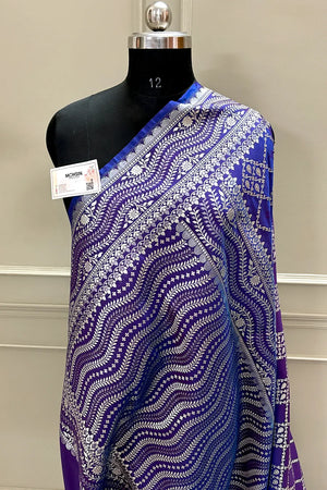 Purple Blue Pi Jaal Katan Silk Banarasi Saree