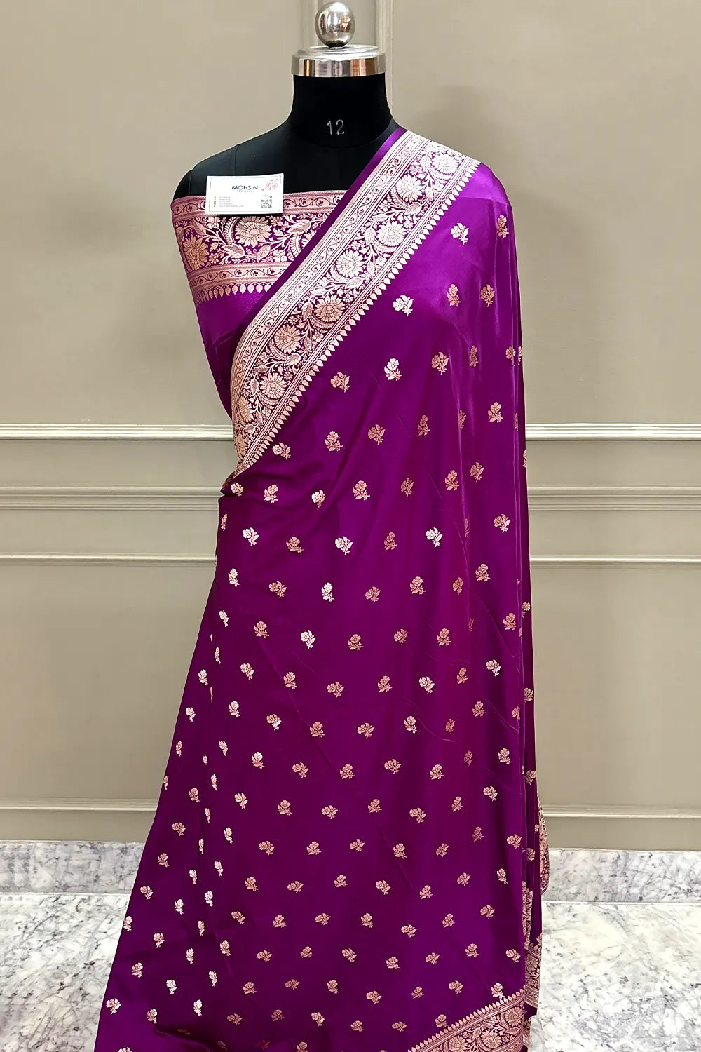 Purple Chaman Buti Katan Silk Banarasi Saree