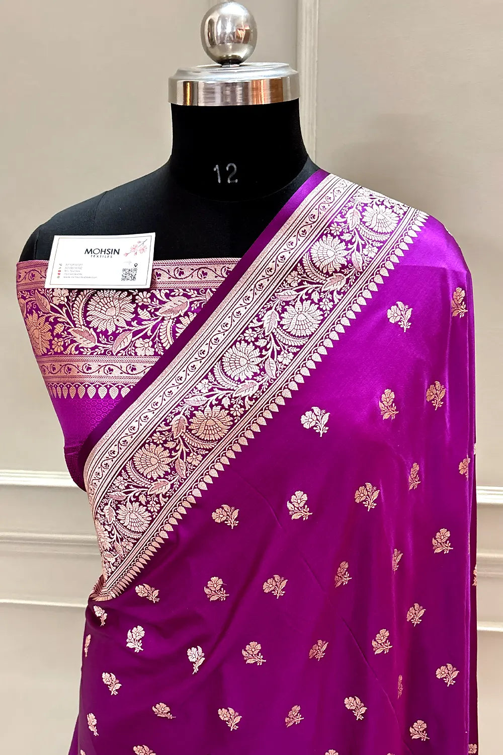 Purple Chaman Buti Katan Silk Banarasi Saree