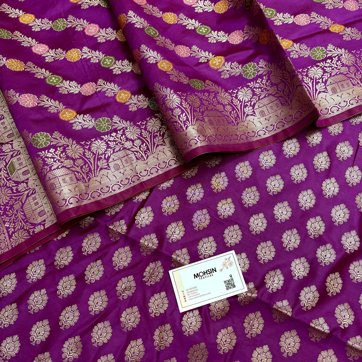 Purple Golden Zari Banarasi Silk Suit