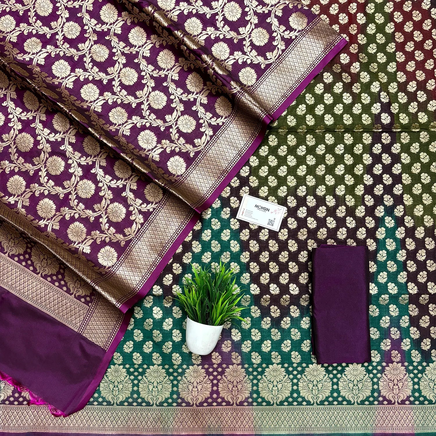 Purple Guldaan Fool Rangkaat Katan Silk Banarasi Suit