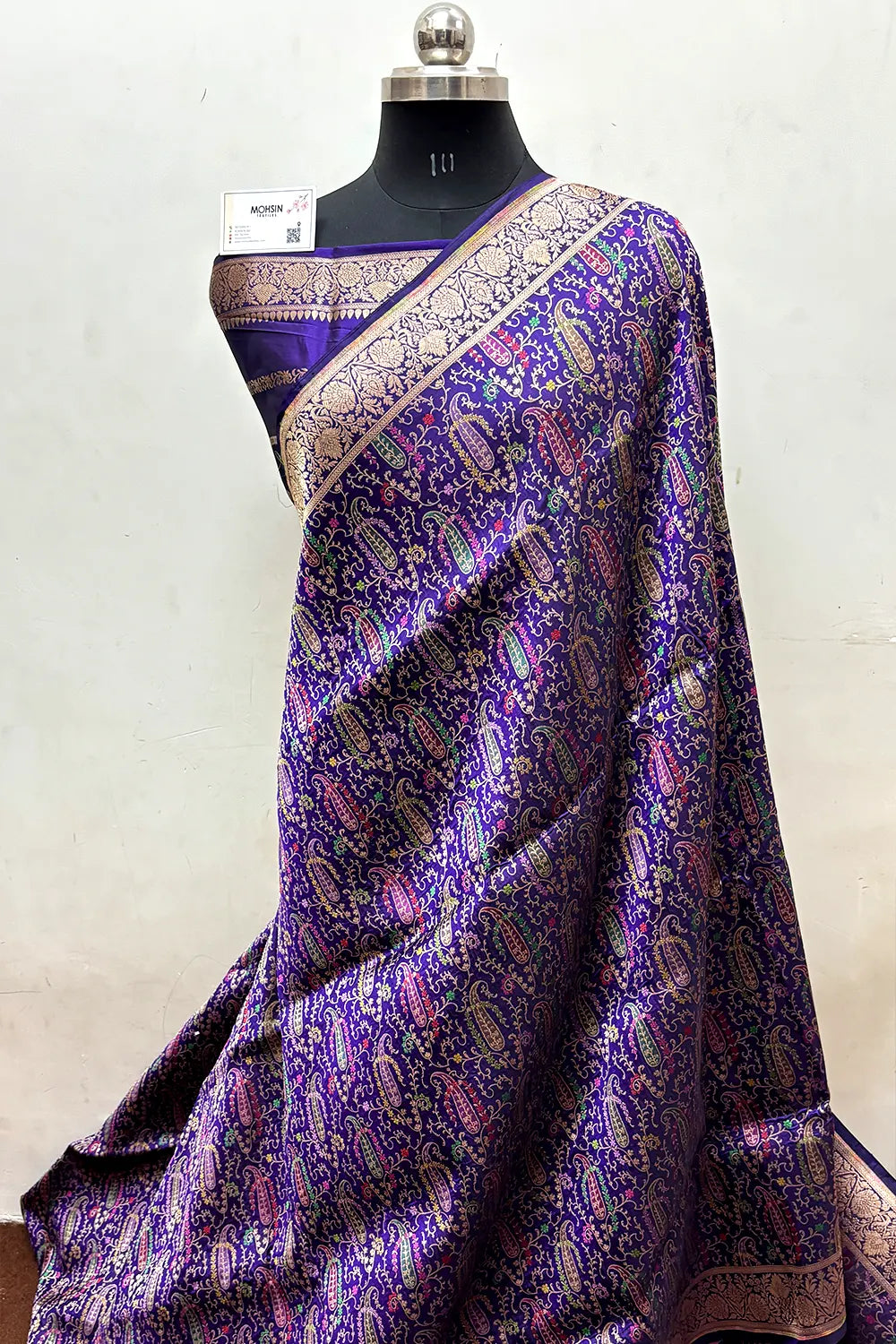 Purple Handloom Pure Katan Silk Banarasi Saree