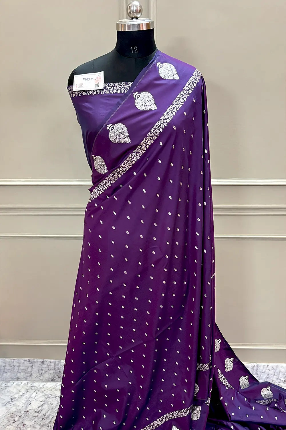 Purple Hukum Buti Katan Silk Banarasi Saree