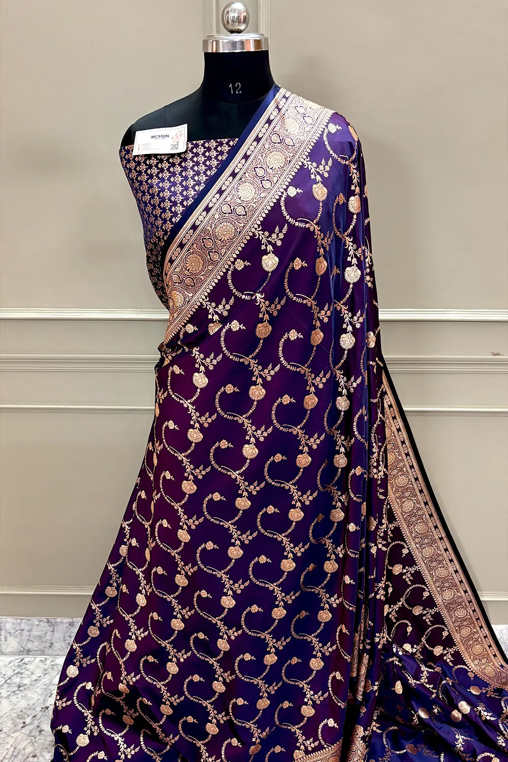 Purple Kanchan Bel Katan Silk Banarasi Saree