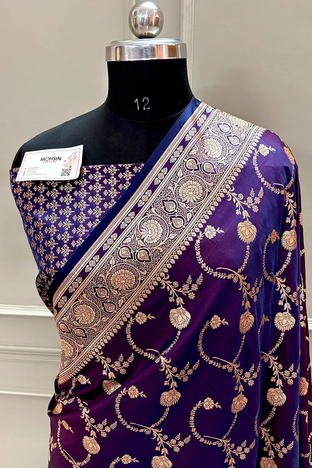 Purple Kanchan Bel Katan Silk Banarasi Saree