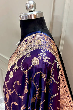 Purple Kanchan Bel Katan Silk Banarasi Saree