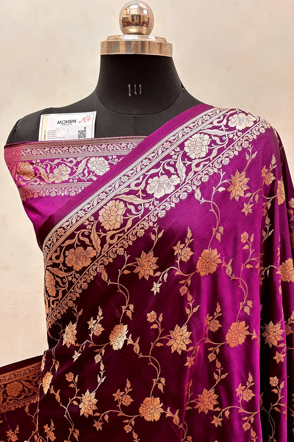 Purple Kesari Jaal Katan Silk Banarasi Saree