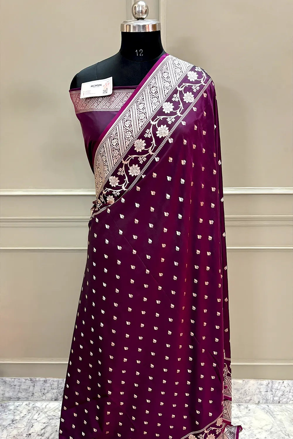 Purple Mahinki Buti Katan Silk Banarasi Saree