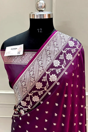Purple Mahinki Buti Katan Silk Banarasi Saree