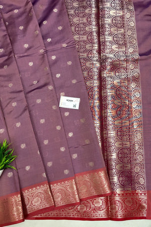 Purple Mauve and Wine Zari Semi Katan Silk Banarasi Saree