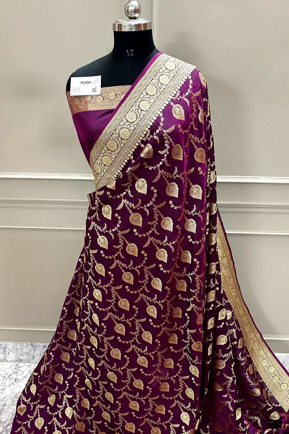 Purple Pandaar Jaal Katan Silk Banarasi Saree