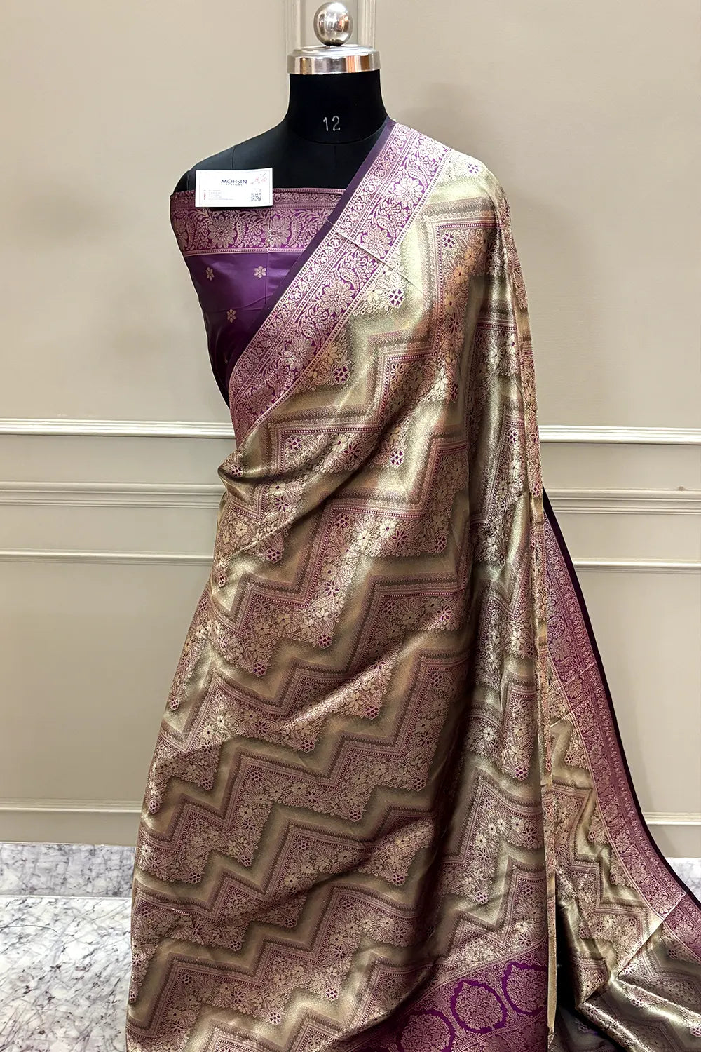 Purple Pashmina Tissue Silk Banarasi Saree