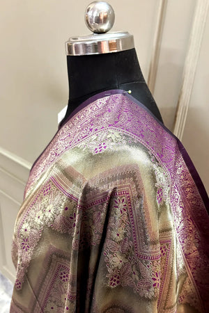 Purple Pashmina Tissue Silk Banarasi Saree