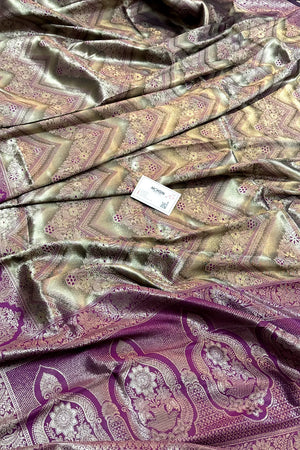 Purple Pashmina Tissue Silk Banarasi Saree