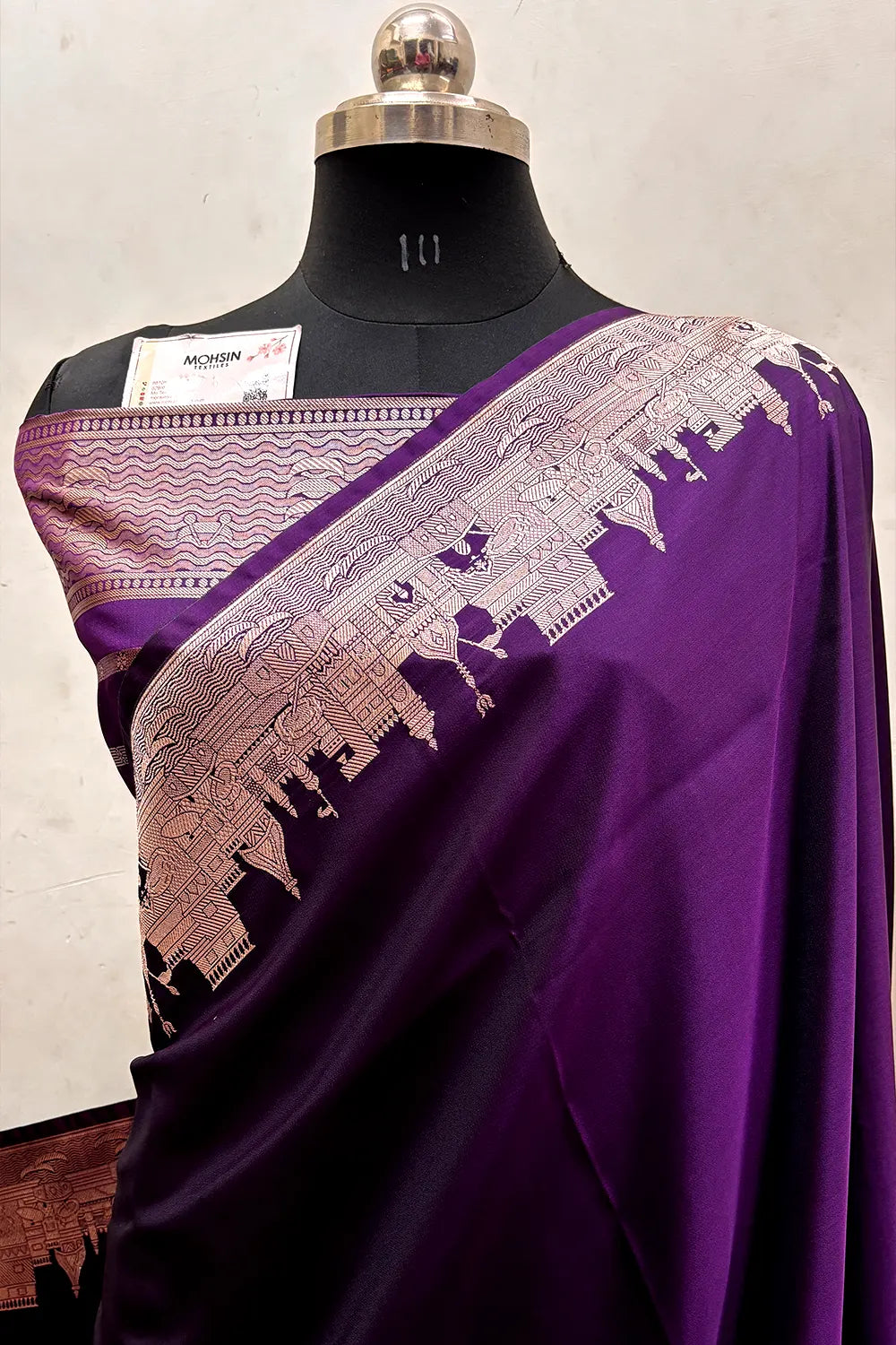 Purple Plain Ghat Katan Silk Banarasi Saree