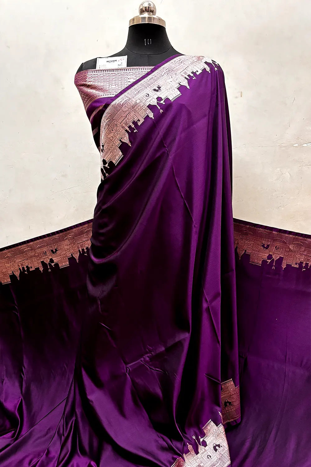 Purple Plain Ghat Katan Silk Banarasi Saree