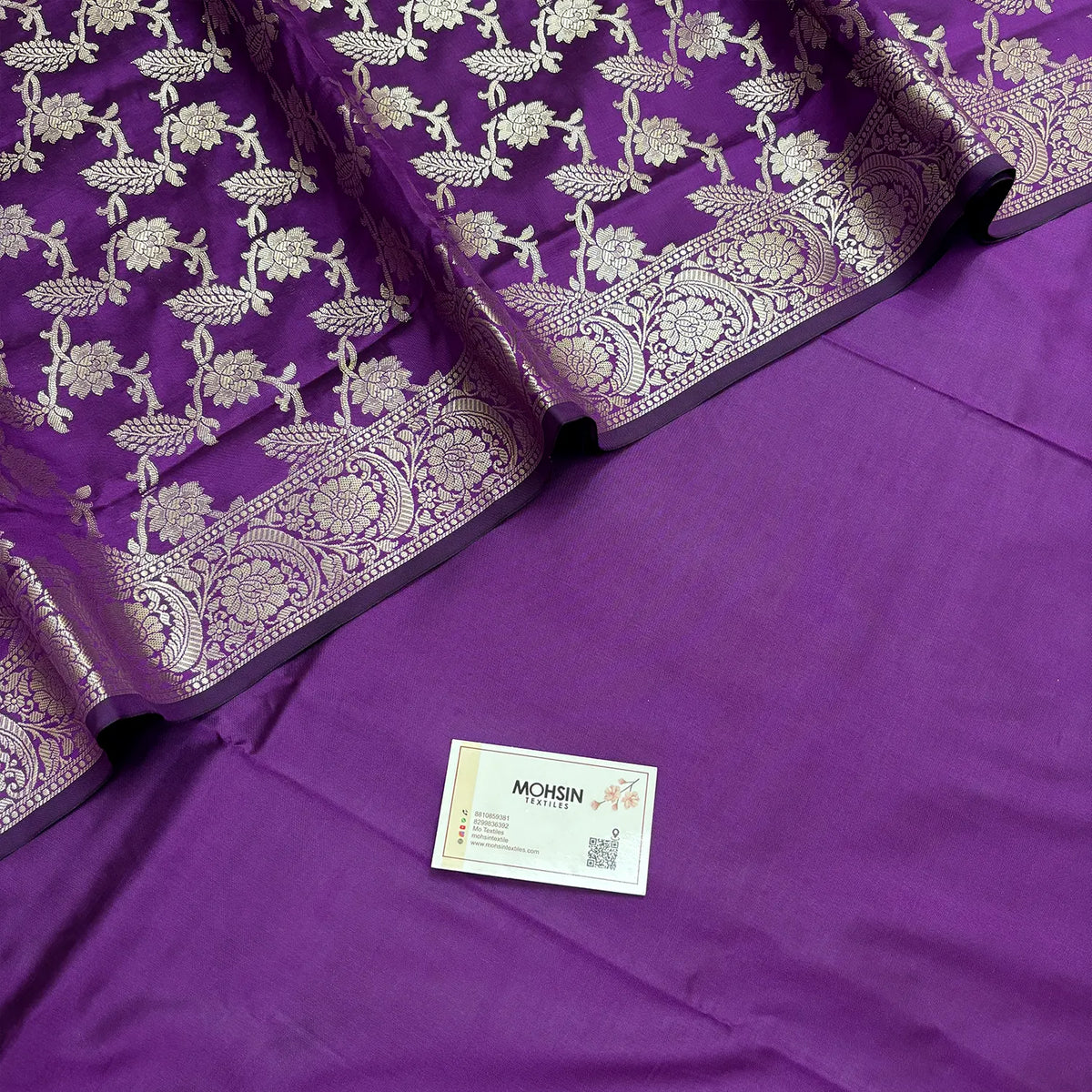 Purple Plain Ghat Semi Katan Silk Banarasi Suit