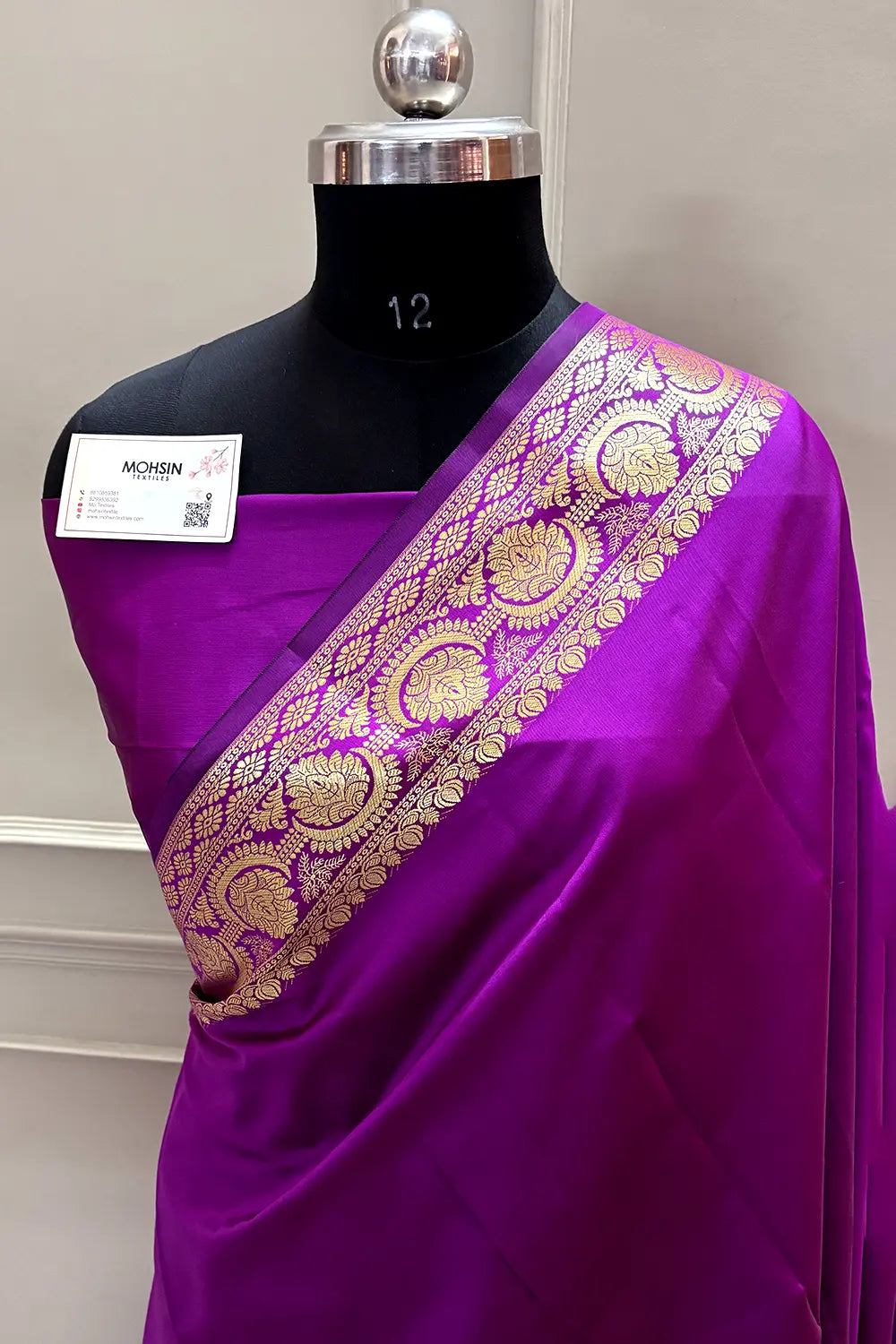 Purple Plain Semi Katan Silk Banarasi Saree
