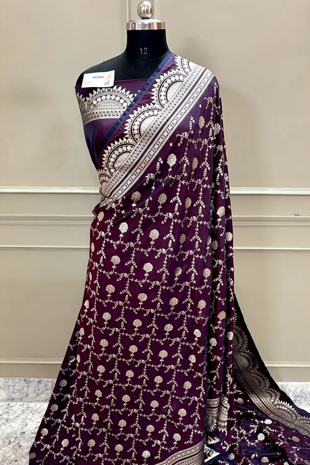 Purple Quantum Jaal Katan Silk Banarasi Saree