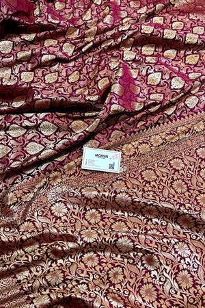 Purple Rajvada Buti Katan Silk Banarasi Saree