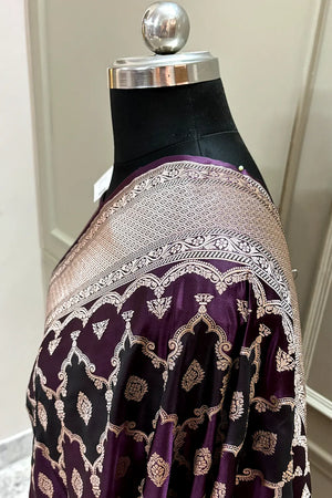 Purple Rangkaat Zari Katan Silk Banarasi Saree
